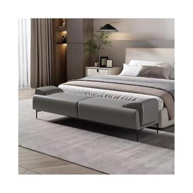 Imagem de KEG801302 Banqueta de cabeceira moderna e leve de luxo para quarto, cama de alta qualidade, banco de pés, sofá, vestiário, roupas decorativas (cinza)