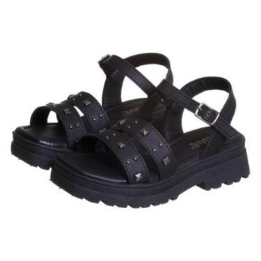 Imagem de Sandália Plataforma Tratorada Infantil Feminina Preta com Spike Kidstep-Feminino