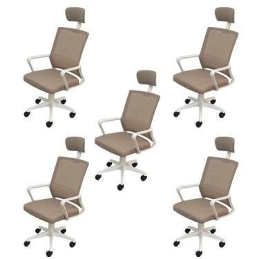 Imagem de Kit 5 Cadeiras Escritório Presidente Tela Mesh Lyon - Espresso Móveis