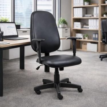 Imagem de Cadeira de Escritório Presidente Giratória Ergonômica Courvin Preta - Conforto, Suporte e Estilo - Escritex