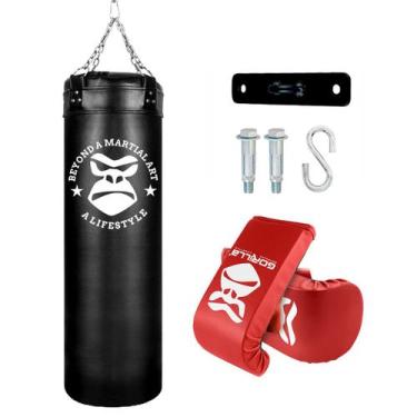 Imagem de Kit Saco Pancada Profissional Reforçado 120 Cm + Luva Bate Saco + Supo