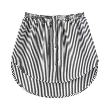 Imagem de Saia Casual Feminina Preta Estilo Coreano Com Barra Falsa E Detalhe De