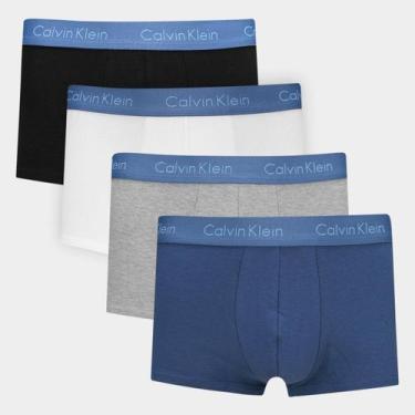 Imagem de Kit Cueca Boxer Calvin Klein Low Rise Trunk Masculina - 4 Peças, Azul,