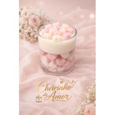 Imagem de Vela Aromática Perfumada Decorativa com corações Rosa e Branca, Cheirinho de Amor