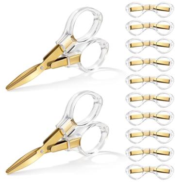 Imagem de 12 mini tesouras dobráveis 3,8 tesouras de viagem dobráveis de acrílico transparente alças confortáveis para bordado, corte de papel, costura, artesanato, Natal, enfermeira, semana, escola, escritório