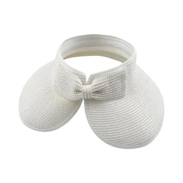 Imagem de Chapéu De Palha Feminino De Verão Com Aba Larga Dobrável E Laço, Prote