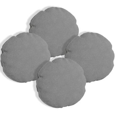 Imagem de Kit 4 Almofadas Bolacha Redonda Cookie Veludo - 7 Decor Cinza Escuro