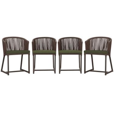 Imagem de 4 Cadeiras De Jantar Noronha Marrom Corda Náutica E13 Trama Marrom