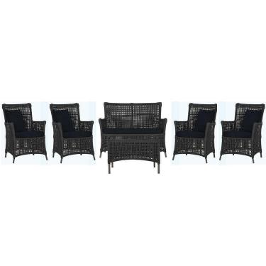 Imagem de Jogo Sofá 4 Poltronas E Mesa Igapó Marrom E12 Trama Original Preto