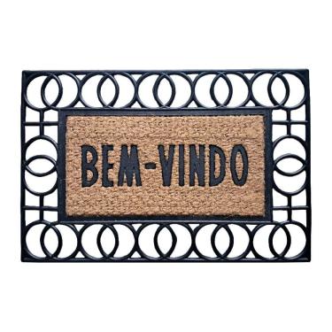 Imagem de Capacho De Poa Borracha Frame Circulos 60x40cm - Uzoo Capacho Fibra Emborrachado Frame 60x40cm Circulos