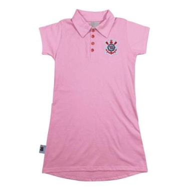 Imagem de Vestido Infantil Corinthians Campeoníssimo Rosa Oficial, Tam 6