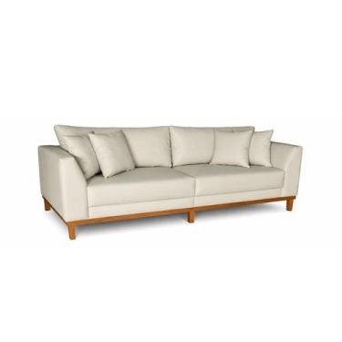 Imagem de Sofá Pierri Bipartido Tecido Corano Pé Base Madeira 220cm - 4R Estofad