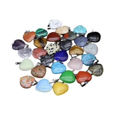 Imagem de Pingentes De Cristal Em Formato De Coração De Quartzo Rosa Turquesa E 