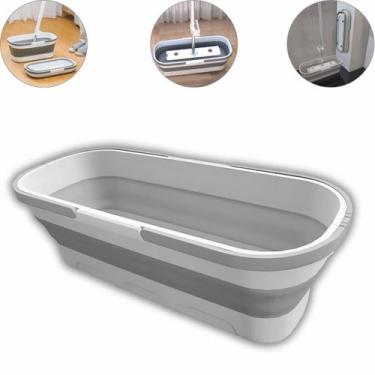 Imagem de Balde Dobrável Retrátil com Rodinhas 55x25cm  Leve, Portátil e Ideal p