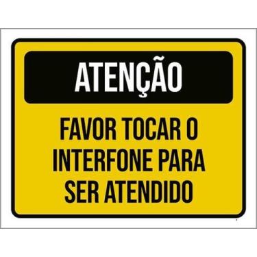 Imagem de Placa Sinalização - Favor Tocar Interfone Amarela 18X23 - Sinalizo