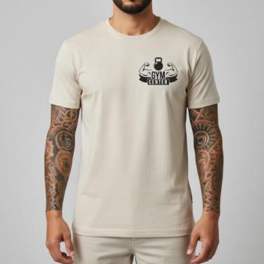 Imagem de Camiseta Masculina Estilo Minimalista Malha de Luxo Fio Penteado Off W