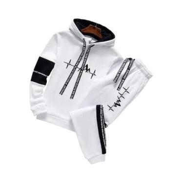 Imagem de Conjunto De Moletom Casual Masculino 2024, Blusa Com Capuz E Calças Ve