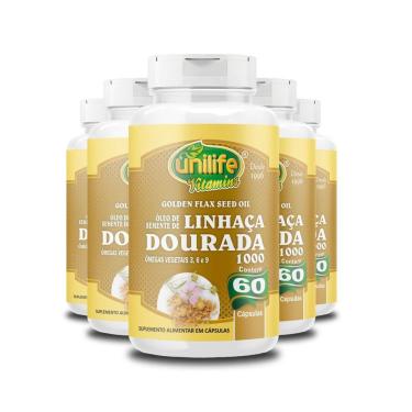 Imagem de Kit 5 óleo De Semente De Linhaça Dourada 1000mg Unilife 60 Cápsulas
