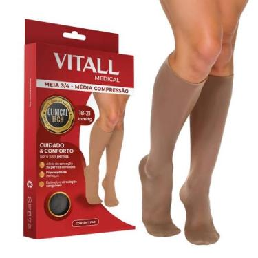 Imagem de Meia Vitall Medical Com Ponteira 1671 Média Compressão Varizes Inchaço