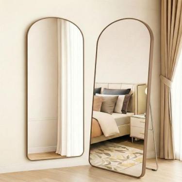 Imagem de Espelho Oval 170x70 com Base Reta  Corpo Inteiro, Moldura de Alumínio,