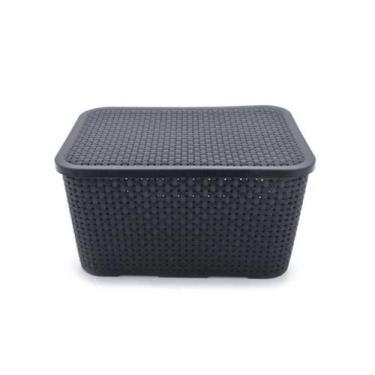 Imagem de Caixa organizadora rattan com tampa chumbo 16l - nitron