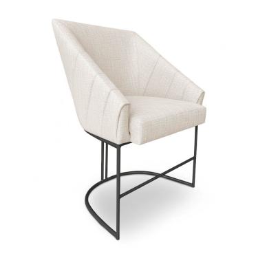 Imagem de Poltrona Luxo Alana Linho Bege Base Ferro Preto - Pallazio