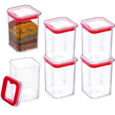 Imagem de 6 Mini Pote Empilhável 160ml Hermético Porta Tempero Sementes Granulad