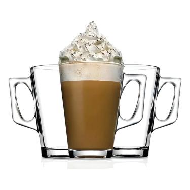 Imagem de Jogo 3 Canecas Vidro 230ml Café Cappuccino Chá com Alça Lateral Transparente