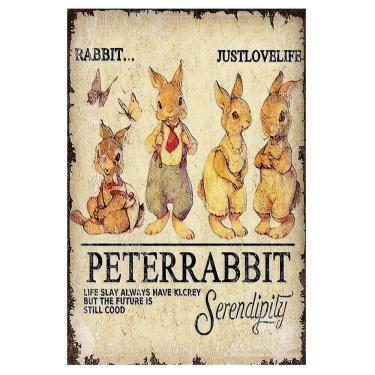 Imagem de Decoração de parede com pintura em ferro Peter Rabbit 20x30cm à prova d`água