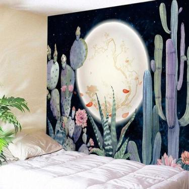 Imagem de Tapeçaria Cactus Wall 150x130cm, microtecido, fibra, estética de sala 