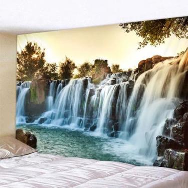 Imagem de Tapeçaria, paisagem, parede de cascata, 280x150cm, fibra de poliéster 