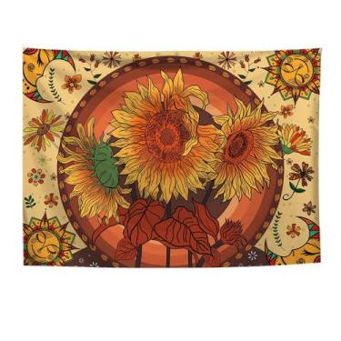 Imagem de Tapeçaria, girassol, parede, microtecido, 150x130cm, estética de quart