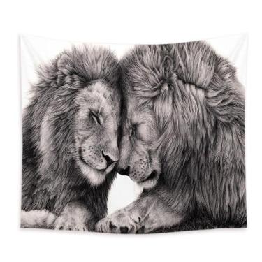 Imagem de Tapeçaria Animal Lion Wall Microfabric 150x150cm Estética de quarto - 