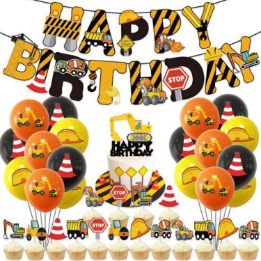 Imagem de Kit de balões Truck 20 balões de látex com Banner Cake Topper - yiweis