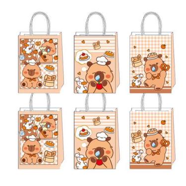 Imagem de Bolsa de presente Papai Noel White Kraft Paper 15x8x21cm 6 unidades - 