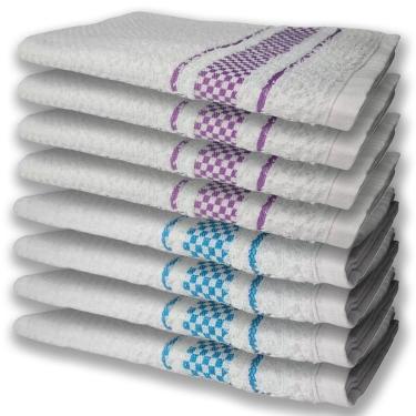 Imagem de 8 Panos De Prato Atoalhado Felpudo Premium 4 Azul 4 Roxo