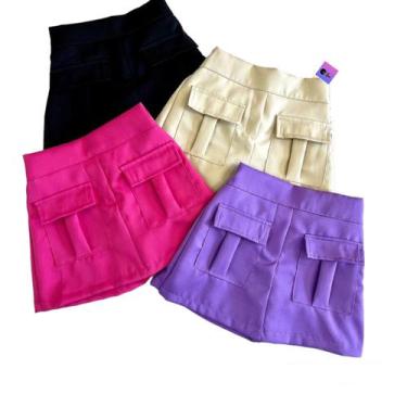 Imagem de Shorts saia infantil menina oxford estampa diversas - Vickmodastore, P