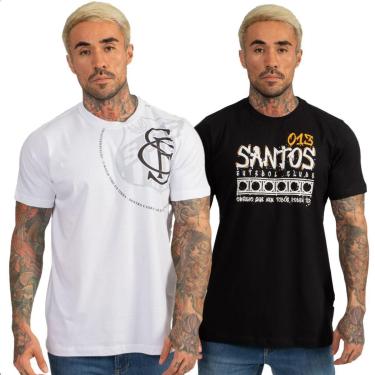 Imagem de Kit Masculino 2 Camisetas Santos Futebol Clube Torcedor-Masculino