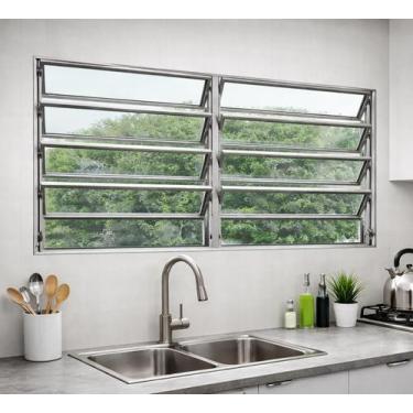 Imagem de Vitro Basculante Alumínio Brilhante 2 Seções 100x200 Brecorimo