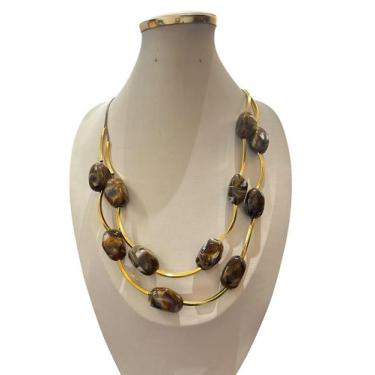 Imagem de Colar feminino resina pedras tendencia maxi luxo atemporal - MLBpel, M