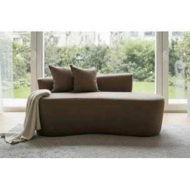 Imagem de Namoradeira Sofá Feijão Hana 130cm Orgânica Linho Marrom - Mansão Deco