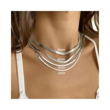 Imagem de Colar Choker De Cadeia Em Ouro Unissex Em Aço Inoxidável 2/3/4/5mm Joi