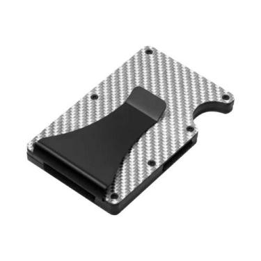 Imagem de Carteira Minimalista Masculina Em Fibra De Carbono Com Bloqueio RFID, 