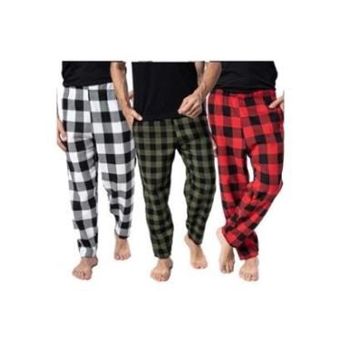 Imagem de Kit 3 Calças De Dormir Inverno Masculina Flanela Xadrez-Masculino