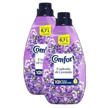 Imagem de 2 Amaciante Roupas Concentrado Lavanda Frasco Comfort 1,5L