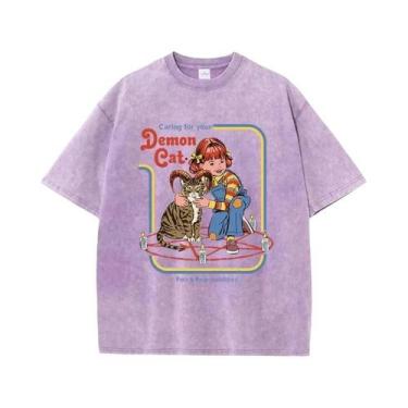 Imagem de Camiseta Feminina De Algodão Respirável Para O Verão Com Estampa De Ga