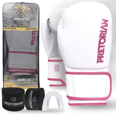 Imagem de Kit Luva De Boxe Muay Thai First Fx2 Bandagem + Bucal + Bolsa - Pretorian-Unissex
