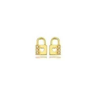 Imagem de Brinco Pedra Zirconia Cadeado 2 Furo Daminha Infantil 4 Mm - De Castro