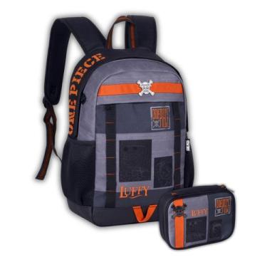 Imagem de Kit Mochila De Costas One Piece E Estojo Box Juvenil Escolar Cor:Preto