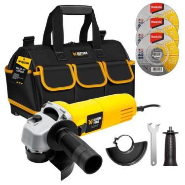 Imagem de Kit Esmerilhadeira Lixadeira Angular 820W 11000 Rpm com Bolsa de Ferra
